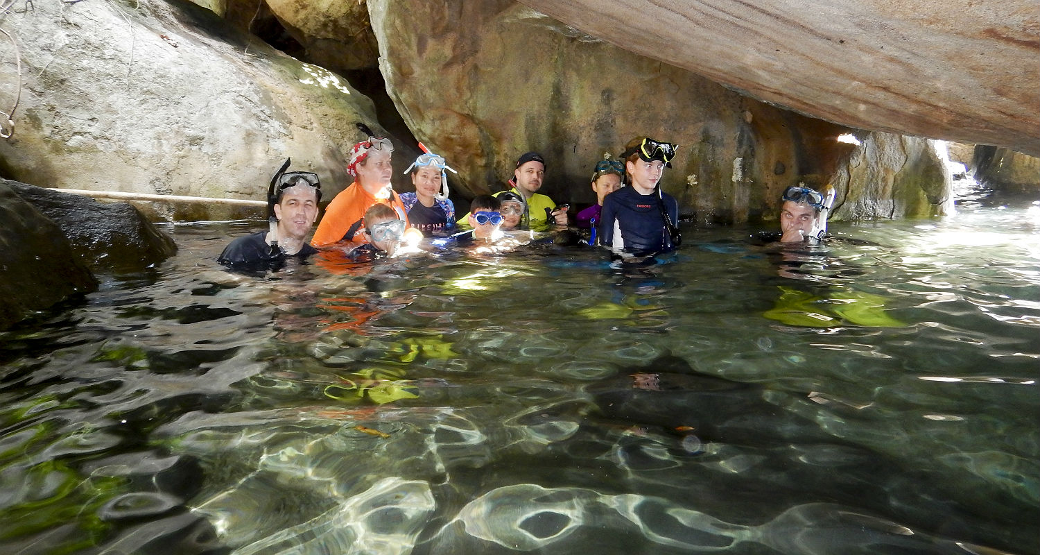 Swimming in a sea cave